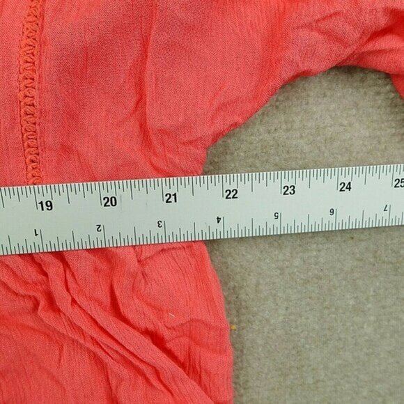 Amanda Green Women L Coral Peach Two Piece Drawstring Long Sleeve Peasant Blouse - Picture 7 of 8